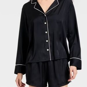 AUDEN Women's Black Satin Pajama Set NWT